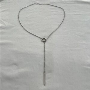 Sterling Silver Circle/Bar Pendant Lariat Necklace